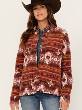 Shyanne Southwestern Aztec Striped Corduroy Cotton Barn Jacket Shacket size XL